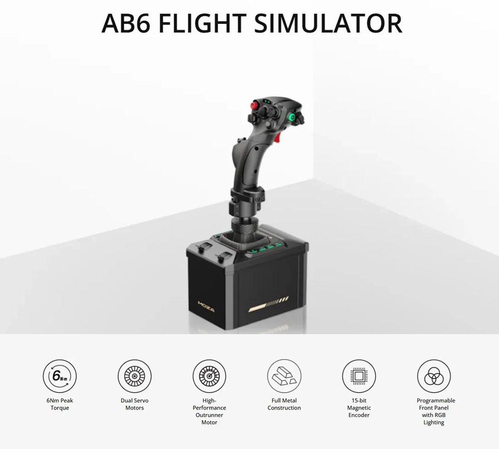 MOZA AB6 Game Simulator Joystick Kit Dual Servo Motor 6NM Force