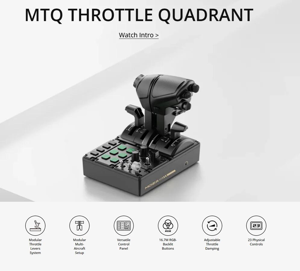 MOZA MTQ RGB Throttle Quadrant Flight Simulator Controller for PC
