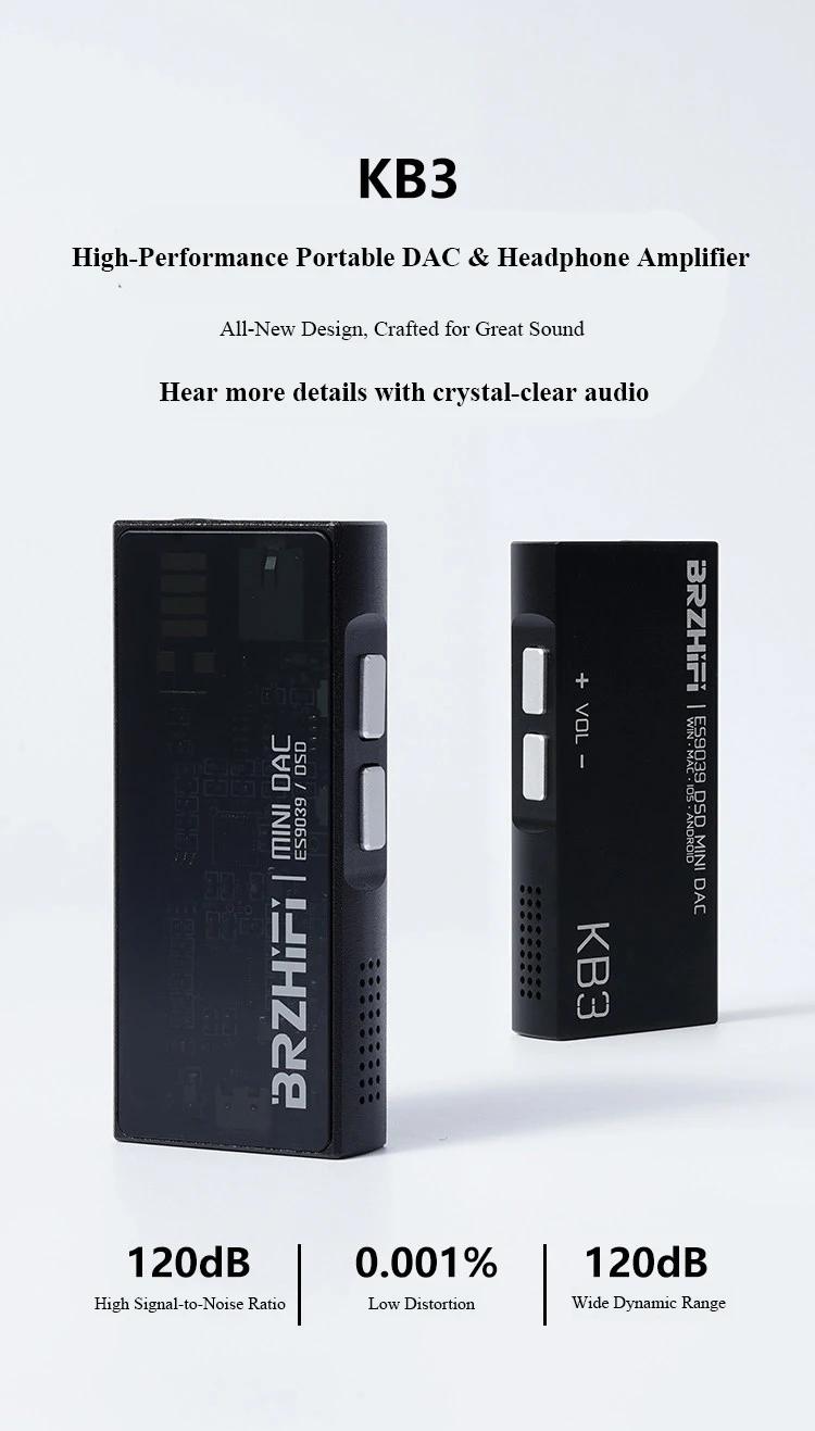 BRZHIFI KB3 Headphone Amplifier HiFi CT7601+ES9039Q2M DAC Mobile