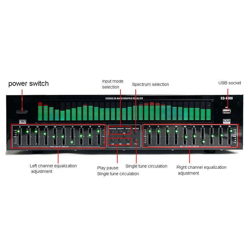 EQ8000 EQ Equalizer Bluetooth 5.4 Optical Fiber Coaxial Audio